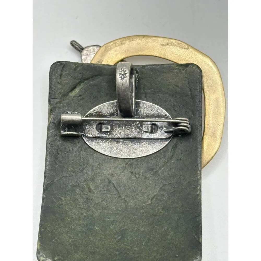 Organic Nature Inspired Metal And‎ Other Material Pin Brooch Marked